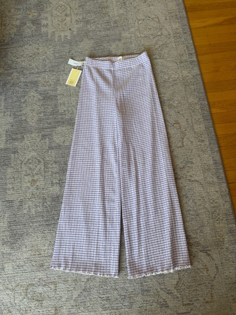 Wilfred Lavender and White Gingham Textured Pants
